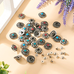 32Pcs Antique Silver Alloy Decorative Rivets&nbsp;FIND-SW0001-34
