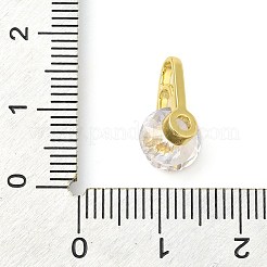 Flat Round Rack Plating Brass with Cubic Zirconia Pendants Charms&nbsp;KK-S396-21