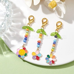 3Pcs Glass Seed Bead Pendant Decorations&nbsp;HJEW-MZ00052