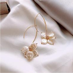 Alloy Pearl Bead Dangle Earrings&nbsp;FS-WG097D2-01