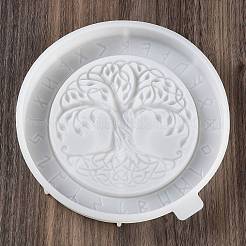 Flat Round with Tree of Life & Runes DIY Wall Decoration Silicone Molds&nbsp;SIL-F007-04