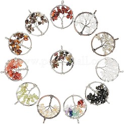 12Pcs 12 Colors Gemstone Pendants&nbsp;G-PH0001-33-WH