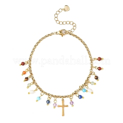 Natural Mixed Gemstone & 304 Stainless Steel Beads Charm Bracelets&nbsp;BJEW-JB12870