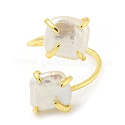 Natural Pearl Rhombus Open Cuff Ring&nbsp;RJEW-H220-11G