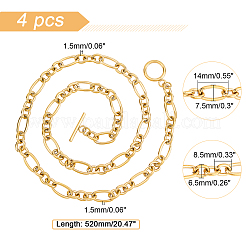 4Pcs Unisex PVD Vacuum Plating 304 Stainless Steel Figaro Chain Necklaces&nbsp;STAS-DC0003-27