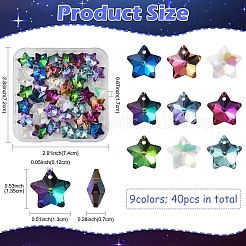 40Pcs 9 Colors Electroplate Glass Charms&nbsp;GLAA-FS0002-67