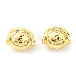 Brass Micro Pave Cubic Zirconia European Beads&nbsp;KK-M247-09G