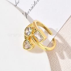 Brass Pave Cubic Zirconia Earrings Cuff Open Rings&nbsp;CU-CBAC7F3-01G
