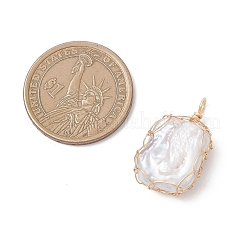 Natural Baroque Pearl Keshi Pearl Copper Wire Wrapped Pendants&nbsp;PALLOY-JF04724