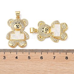 Brass Micro Pave Cubic Zirconia Pendants&nbsp;KK-D057-07G