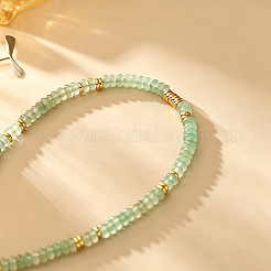 Natural Green Aventurine Rondelle Beaded Necklaces with Brass Beads&nbsp;WG55414-01