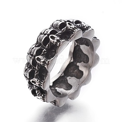 Retro 304 Stainless Steel Skull Rings&nbsp;RJEW-L087-01AS