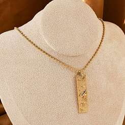 304 Stainless Steel Clear Cubic Zirconia Rectangle Constellation Pendant Necklaces for Women Men&nbsp;NJEW-S435-01G-H