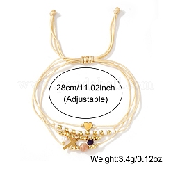 Bohemian Style Brass & Imitation Pearl Beads Braided Bead Bracelets&nbsp;AF5105-1