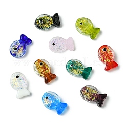 20Pcs 10 Colors Handmade Foil Lampwork Fish Beads&nbsp;FOIL-CJ0001-13