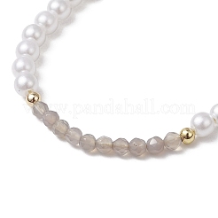 Natural Grey Agate Braided Beaded Bracelets&nbsp;BJEW-JB11668-01