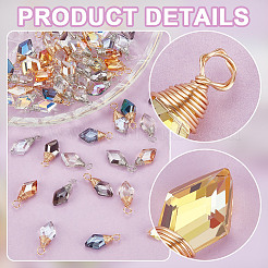 60Pcs 2 Colors Copper Wire Wrapped Glass Pendants&nbsp;FIND-GA0004-55