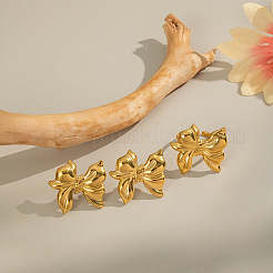 Bowknot Stainless Steel Stud Earrings & Cuff Rings Sets for Women&nbsp;TP4583-3