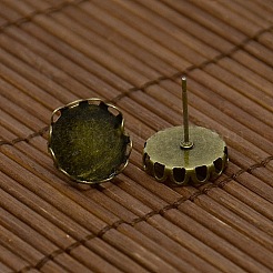12x5~6mm Dome Transparent Glass Cabochons and Antique Bronze Brass Ear Stud Findings for DIY Stud Earrings&nbsp;DIY-X0180-AB-NF