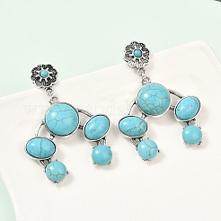 Alloy Synthetic Turquoise Dangle Stud Earrings&nbsp;EJEW-U053-07AS