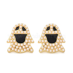 Brass ABS Imitation Pearl Stud Earrings&nbsp;EJEW-B132-02G