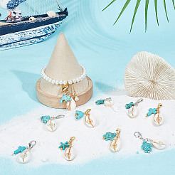 16Pcs 8 Styles Natural Shell Pendant Decorations&nbsp;HJEW-GO00214