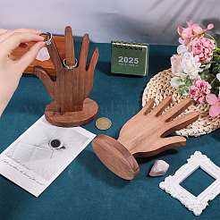2Pcs Desktop Hand Shaped Wood Ring Organizer Stands&nbsp;ODIS-CA0001-33B