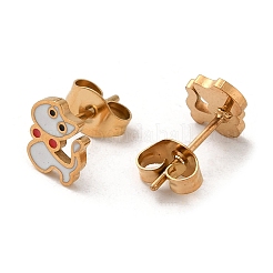 Ion Plating(IP) 304 Stainless Steel Stud Earrings with Red Enamel&nbsp;EJEW-Q783-10G
