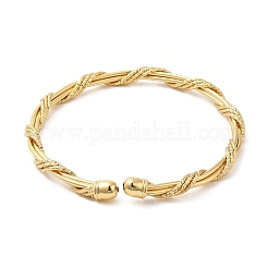 Rack Plating Brass Twist Rope Cuff Bangle for Women&nbsp;BJEW-M298-11G