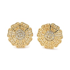 Brass Micro Pave Clear Cubic Zirconia Stud Earrings&nbsp;EJEW-D305-04G