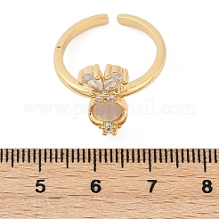 Rabbit Brass Micro Pave Clear Cubic Zirconia Open Cuff Rings&nbsp;RJEW-G343-02G