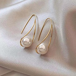 Teardrop Alloy Plastic Imitation Pearl Dangle Earrings&nbsp;FS-WG03E23-01