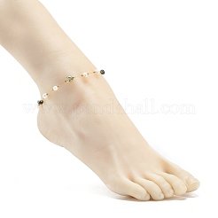 Natural Moss Agate & Pearl Beaded Anklet&nbsp;AJEW-AN00500-01