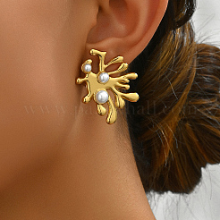 201 Stainless Steel Coral Stud Earrings&nbsp;EQ2548-2