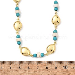 Ocean Dyed Synthetic Turquoise Beads & 304 Stainless Steel Link Chain Necklaces&nbsp;GG-NJEW-JN06337-01
