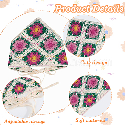 Flower Pattern Acrylic Fibers Knitted Triangle Headscarf&nbsp;AJEW-WH20001-82A