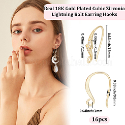 16Pcs Brass Cubic Zirconia Earring Hooks&nbsp;KK-BBC0027-64G