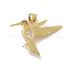 Bird Brass Micro Pave Clear Cubic Zirconia Pendants&nbsp;KK-G419-28G