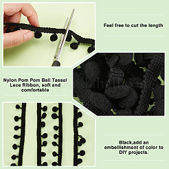 Nylon Pom Pom Ball Tassel Lace Ribbon&nbsp;DIY-WH0580-31B