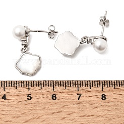 Brass Micro Pave Cubic Zirconia Stud Dangle Earrings&nbsp;CU-CBABA66-10P