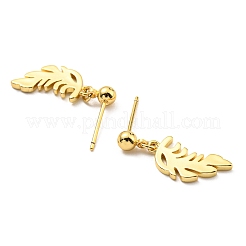 Rack Plating Brass Leaf Dangle Stud Earrings&nbsp;KK-C026-06G