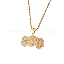 Brass Pave Clear Cubic Zirconia Dollar Pendant Necklaces for Men&nbsp;DC8712