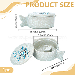Column with Bamboo Pattern Porcelain Inkslab with Brush Holder&nbsp;AJEW-WH0709-414