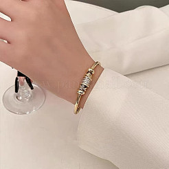 Brass Micro Pave Clear Cubic Zirconia Cuff Bangles for Women&nbsp;FS-WG06835-01