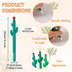 15Pcs 3 Colors Cactus Rubber Gel Pen&nbsp;AJEW-TA0002-67