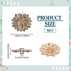 8Pcs 1-Hole Alloy Rhinestone Shank Buttons&nbsp;BUTT-NB0001-96G