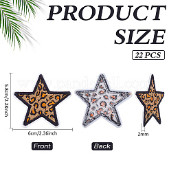 22Pcs Star with Leopard Print Polyester Embroidery Sew on Cloth Patches&nbsp;PATC-FG0003-81