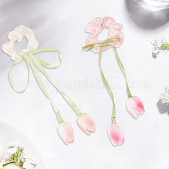 4Pcs 2 Colors Tulip Polyester Elastic Hair Accessories&nbsp;OHAR-CY0001-15
