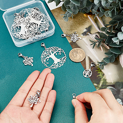 18Pcs 3 Style 304 Stainless Steel Tree of Life Pendant Decorations&nbsp;HJEW-UN0001-02
