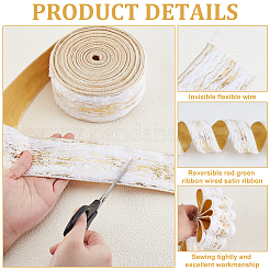 Gold Stamping Single Face Velvet Ribbon&nbsp;OCOR-WH0082-360B